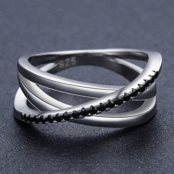 🎀 Multi Layer Four Lines Stacking Cross Stackable Rings for Women, PD048 - Picture 1 of 5